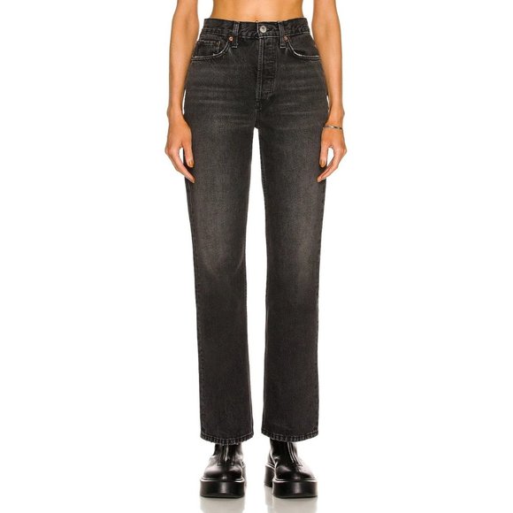 Re/Done NWT Black Jeans Five Pocket Button Fly High Waist Pants Re Done 30 - Picture 1 of 8